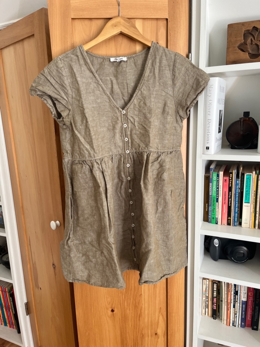 Madewell linen blend button up dress S